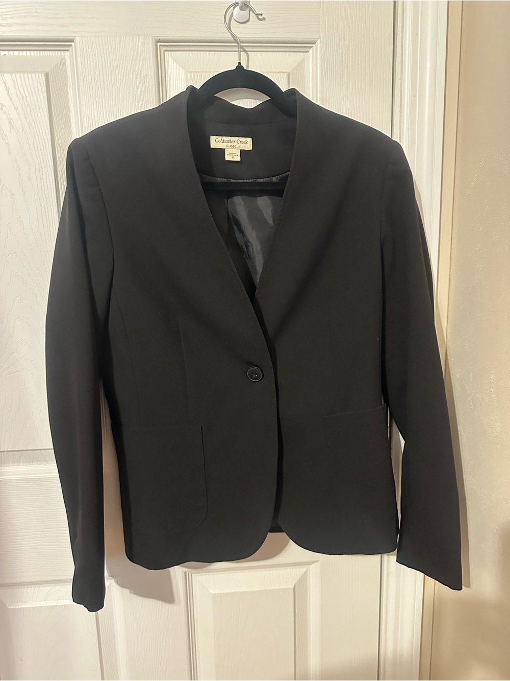 Coldwater Creek Black Single-Button Notchless Blazer